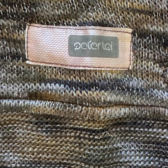 Vintage Peter Lai Cardigan Sweater M Art To Wear Designer Silver Brown Knit Boho - Picture 9 of 11